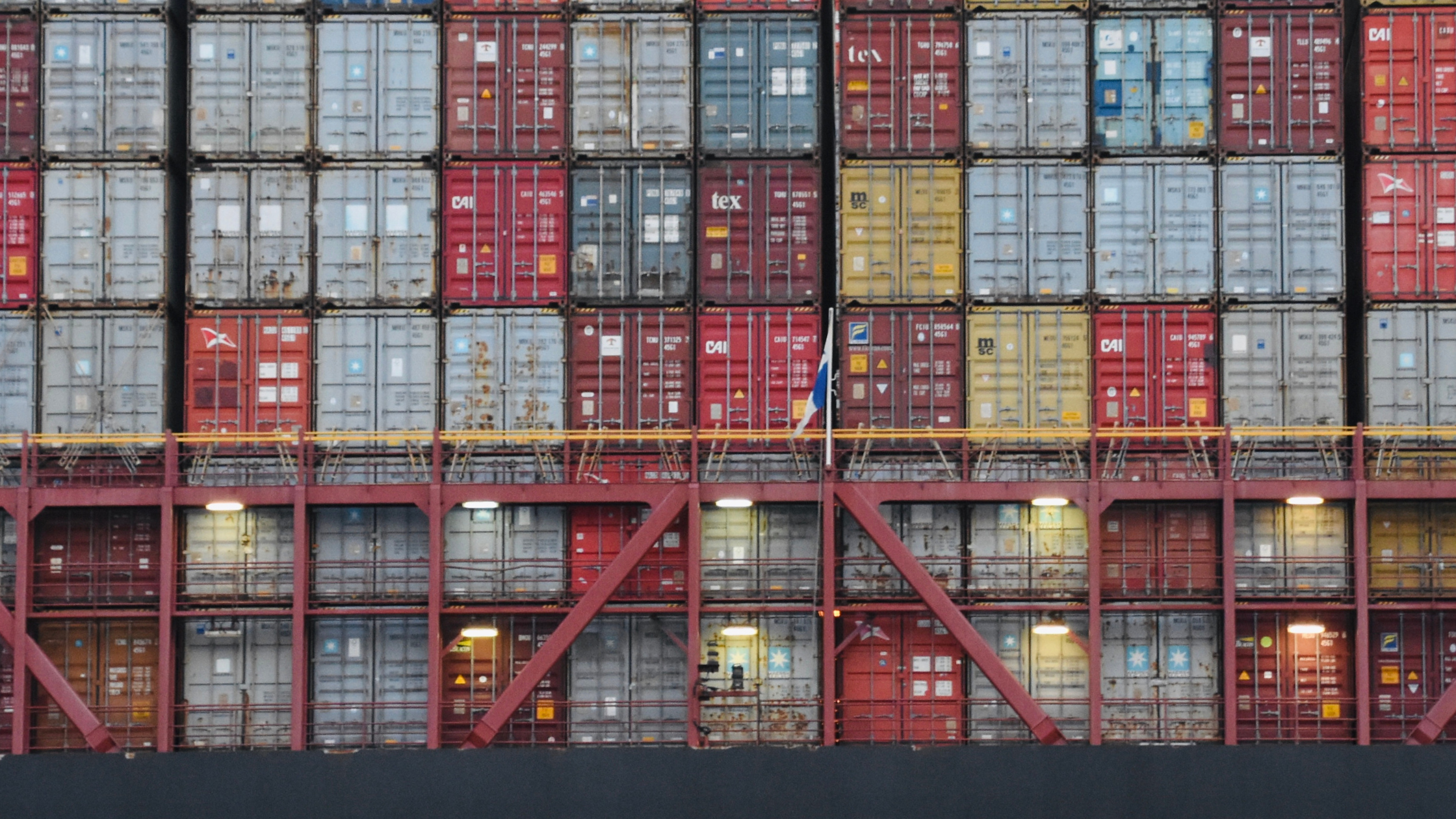 Shipping Containers on the back of an MSC cargo ship